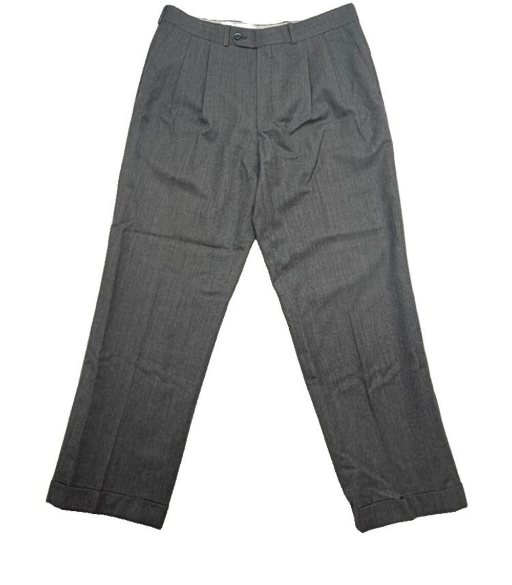 Lauren Ralph Lauren Mens Pleated Dress Pants 34 30 Wool Gray Formal Business